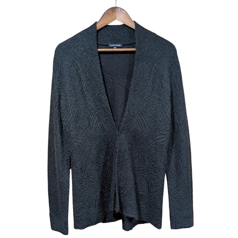 Eileen Fisher Sweater Womens Medium Gray Mohair Cardigan‎